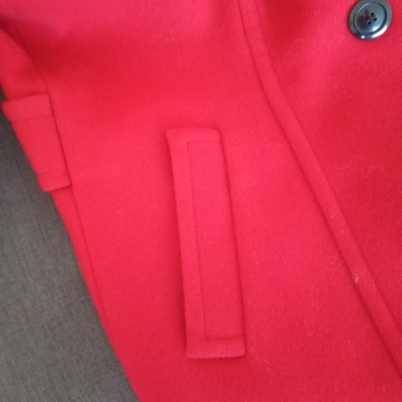 UK Brand Planet Red Wool Cashmere Pea Coat 16 - Picture 10 of 11